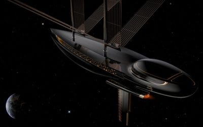 Futuristic GalaXsea 3D Printed Space Solar Sailboat for Space Exploration