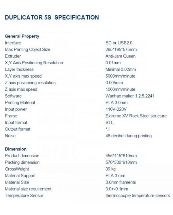 WANHAO DUPLICATOR D5S - EXTRA LARGE 3D PRINTER - Image 4