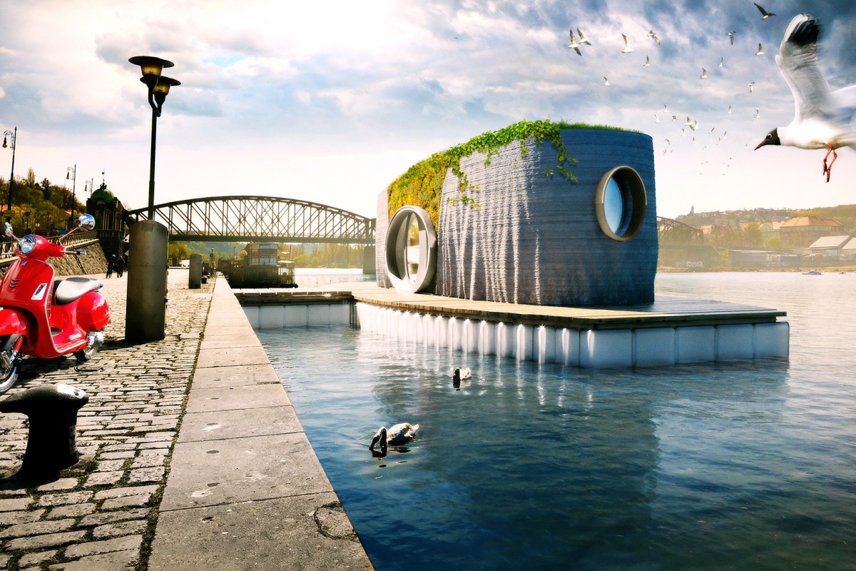 Stylish, asymmetric floating house will be 3D-printed in 48 hours