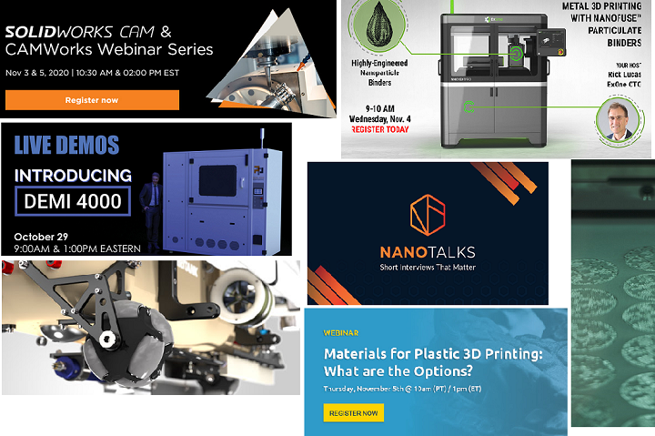 3D Printing Webinar and Virtual Event Roundup, November 1, 2020